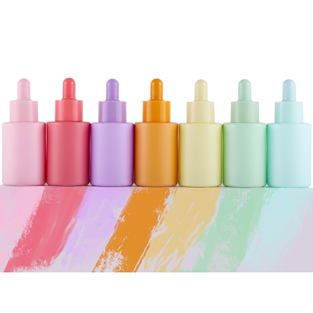 Parfumlism Light/Cobalt/Blue 7 Pcs Rainbow Glass Thick Dropper Droppers Pipette Bottles Glassware Droplet,30Ml Leakproof Essential Oils Tincture Perfume Bottle Mini Travel Essentials Bottles
