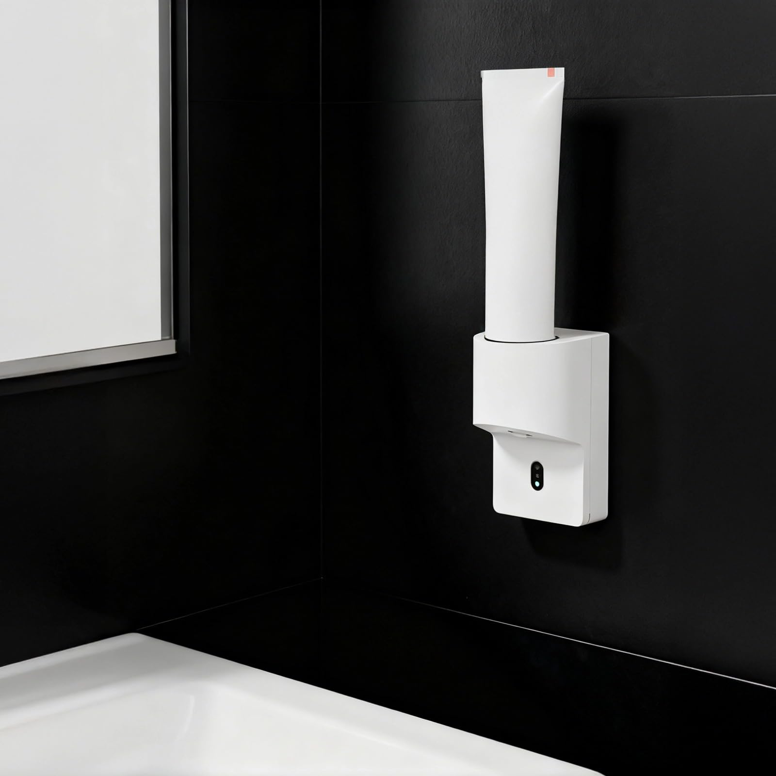 Dispensador automático de pasta de dientes, blanco, recargable, sensor infrarrojo manos libres, volumen ajustable de 4 niveles, bomba exprimidora montada en la pared, fácil de limpiar para baño