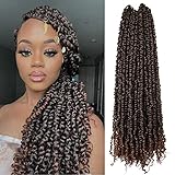 WUDAS Long Passion Twist Hair 30 Inch Pre-twisted Passion Twists Crochet Hair Ombre Light Brown Pre-looped Synthetic Crochet Braids (7 Packs,T30)