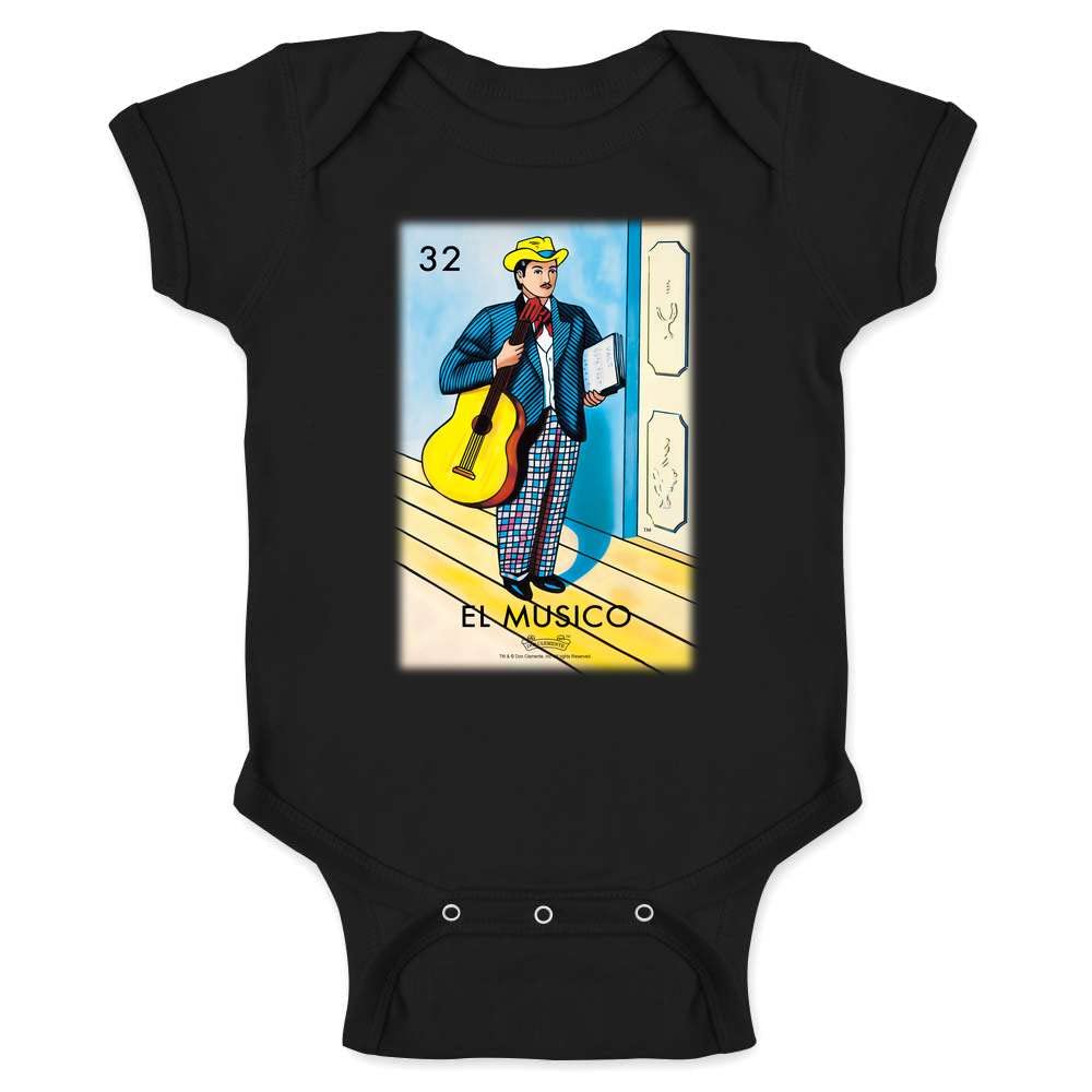 Pop Threads El Musico Musician Loteria Card Mexican Latina Graphic Shirt Bodysuit Toddler Black 6M