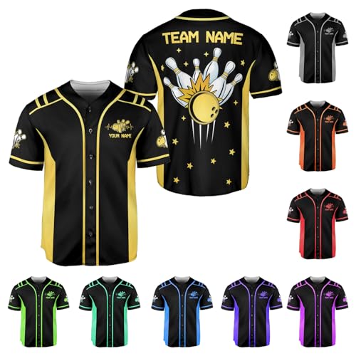 Personalized Bowling Baseball Jersey, Custom Name & Team Bowling Shirt, Uniform for Bowling Team, Bowling Lover