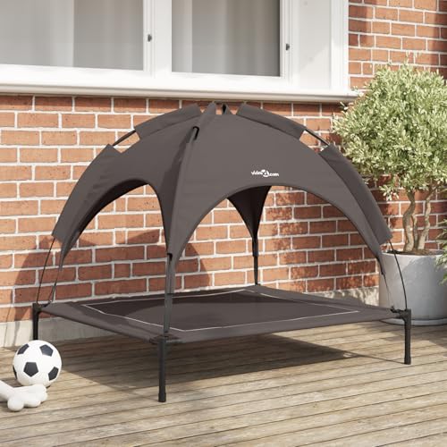 Teenpull Cama elevada para perros grandes, transpirable, lavable, con techo extraíble, marrón, portátil, para interior y exterior