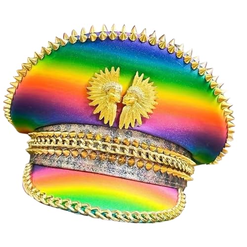 Casquette élégante anti-inconfort avec strass et motif coloré pour festival