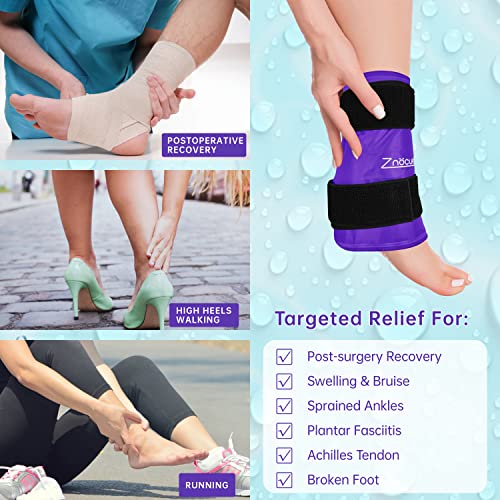 Knee Ice Pack Wrap for Pain Relief,Ice Pack for Injuries Reusable Gel with Cold Compress for Tendonitis, Meniscus Tear,Ankle Sprain,ACL,Swelling,Bruises,Arthritis,Surgery Recovery (1 Pack,Purple)