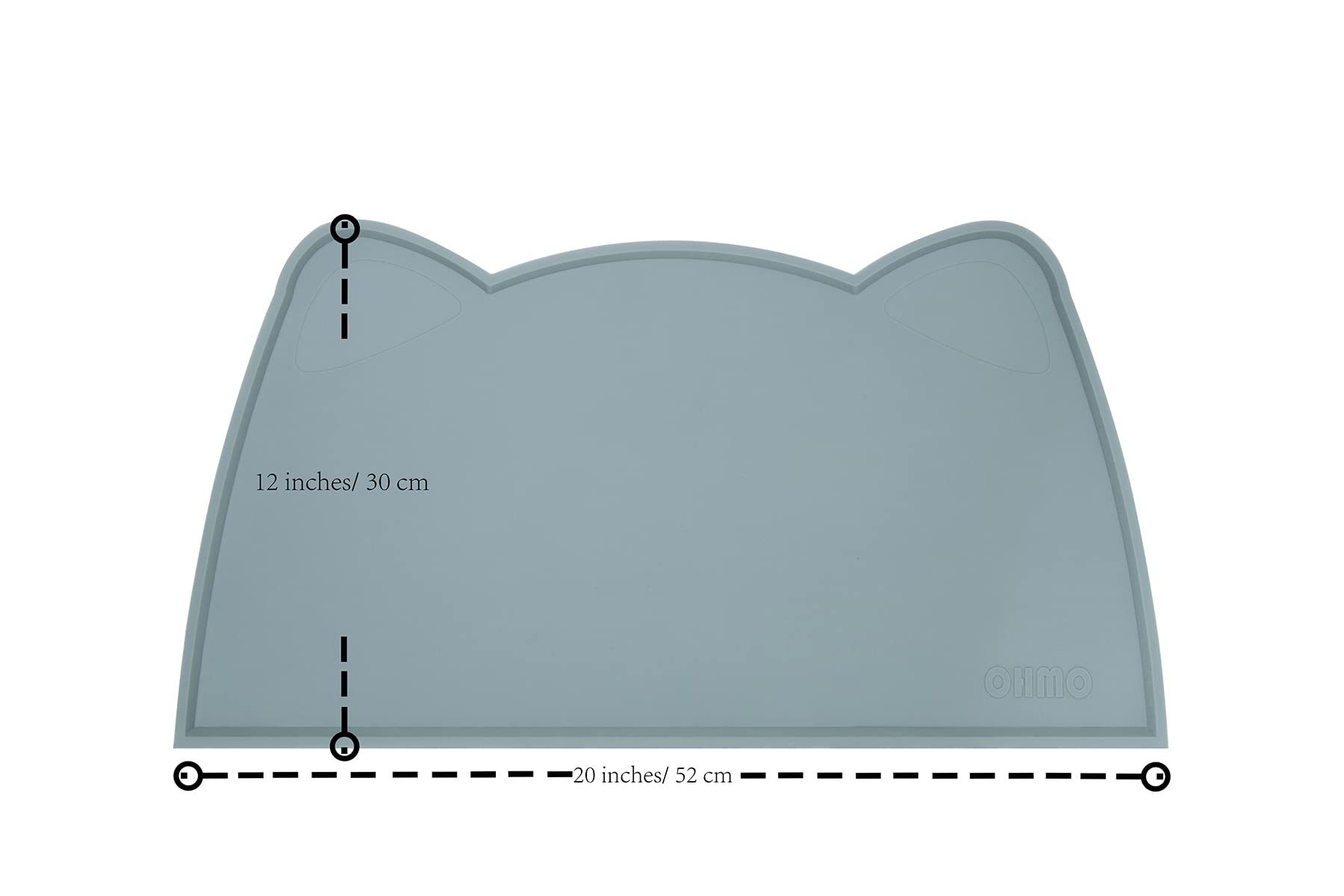 OHMO Tappetino Ciotola per Cani e Gatti in Silicone, Impermeabile Antiscivolo a Prova di Fuoriuscita per Cibo e Acqua, Facile da Pulire, 52x30cm, Azzurro