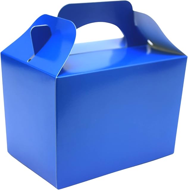 Lotus 20 x Children/Kids Plain Coloured Party Boxes Carry Food Meal Fun Picnic Birthday Wedding Favour/Baby Shower Party Halloween Trick or Treat Box Loot Bag (Royal Blue)
