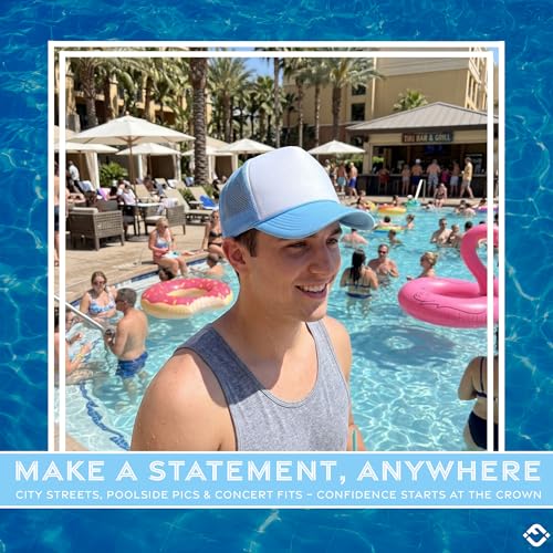 Image of Funky Junque Foam Trucker Hat, Trucker Hats for Women & Men - Blank Adjustable Snapback Mesh Back Baseball Cap