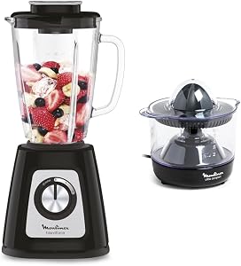 Moulinex Blendforce Blender Electric Blender, Glass Bowl 1.75 L, Power 800 W, Black LM430810 + Moulinex Electric Citrus Pr…