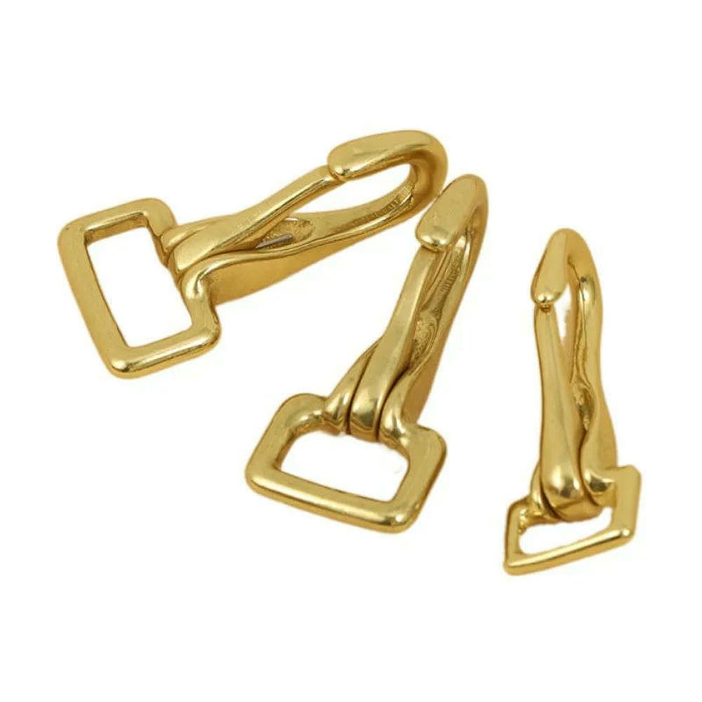 GENPICONG Solid Brass Snap Hook Carabiner Trigger Clip Clasp Leather Craft Bag Strap Halter Bridle Harness Dog Pet Leash Parts Accessories
