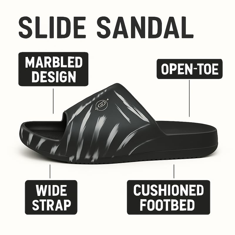 TX104 Men's Comfort Slide Sandals | Soft Cushion Slip-On Sandals with Thick EVA Sole | Anti-Slip, Waterproof, Lightweight House Slippers for Shower, Beach, Indoor & Outdoor Casual Use2