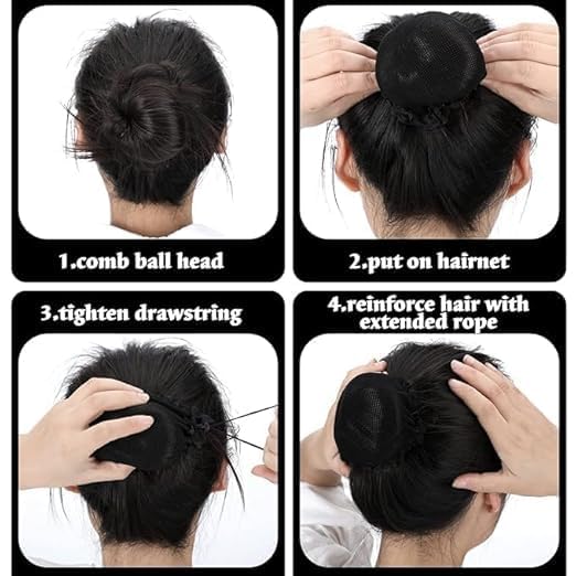 Styling Jali Bun Reusable Invisible Elastic Nets Juda Maker Easy to Use Ballet Hair Nets Cover Hair Accessories for Women's and Girl's (Black) (Pack Of 3)