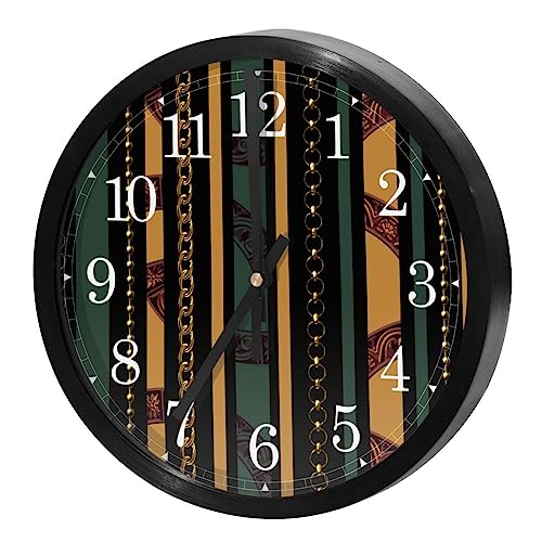 Horloge murale silencieuse à quartz et sans tic-tac avec design élégant à rayures