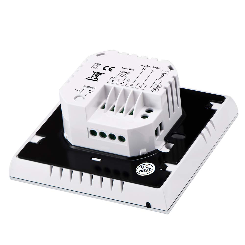 Decdeal Termostat pokojowy, ogrzewanie podłogowe, ogrzewanie elektryczne, termostat 16 A, 95-240 V, tygodniowy, programowalny ekran dotykowy LCD, termostat ścienny