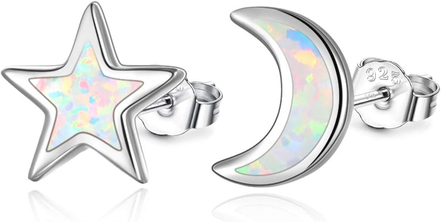 Cuoka 925 Sterling Silver Hypoallergenic Celestial Cute Animal Opal Stud Earrings for Women with Gifts Box