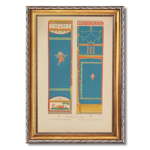Vintage Framed Pompeii Fresco Wall Art Canvas Print Oil Paintings Reproduction World Classics, Retro Art Print, Exquisite Wall Decoration for Living Room, Office, Apartment. (Retro Framed,12L x16W)