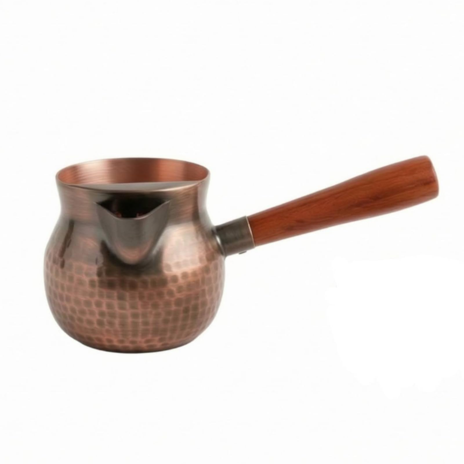 Brocca in Rame con Manico in Legno, Rame Rosso Martellato, Coppa Per Tè Con Filtro Integrato, 500 Ml