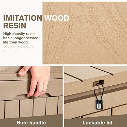 image for JUMMICO 31 Gallon Resin Deck Box Waterproof Indoor Outdoor Storage Box