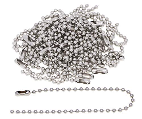 Shapenty 6 Inch Metal Ball Bead Chains Connector Clasp Extension Keychain Tag Key Rings For Jewelry Finding Making Accessories, 2.4Mm Diameter, 20Pcs (Silver) #TOP1
