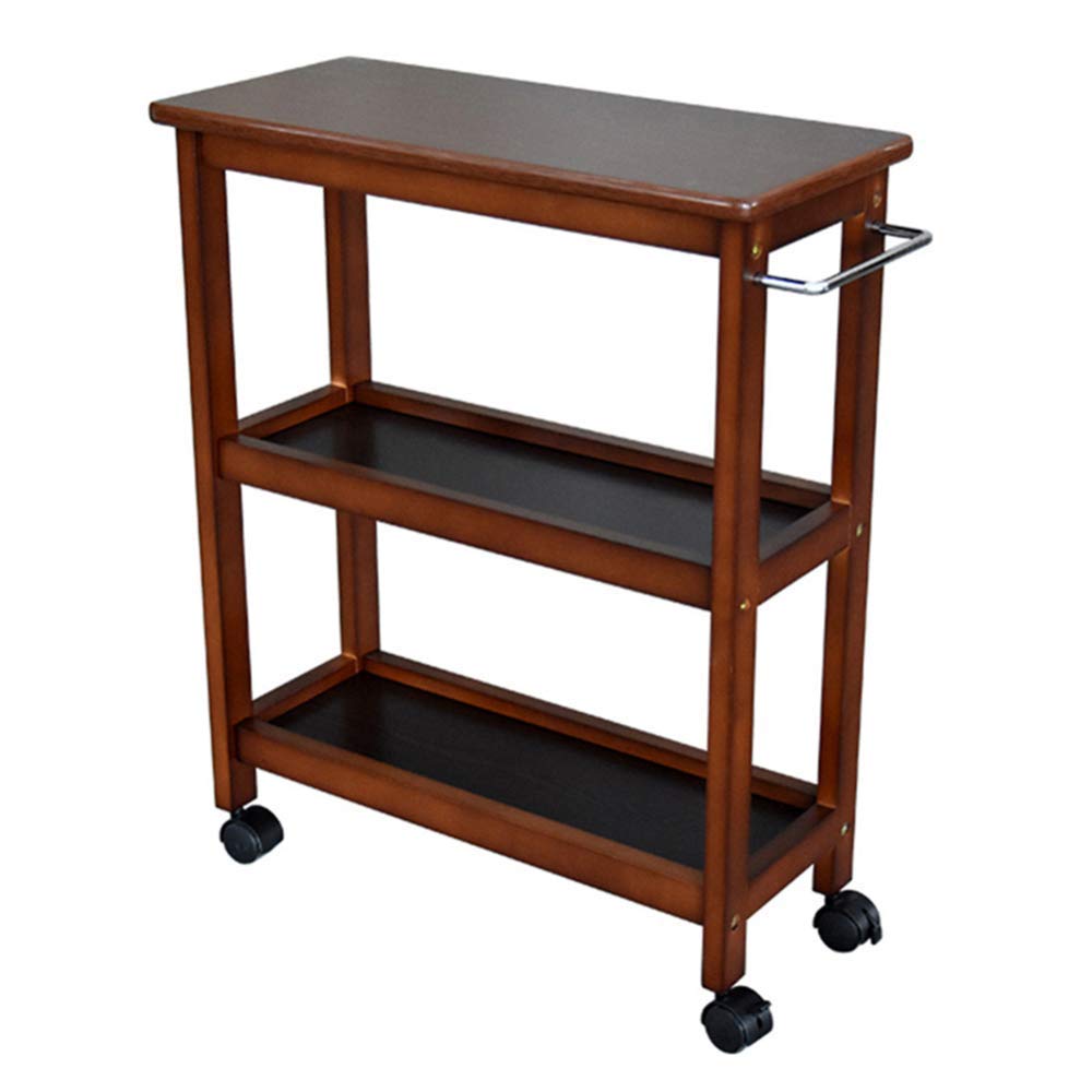 Spirich Home Kitchen Island Cart On Wheels, 3-Tier Rolling Utility Cart With Storage, Small Kitchen Island With Drop Leaf And Towel Rack For Dining Room, White - View #9