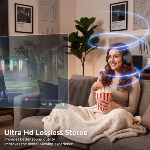 Image of Wireless Headphones for TV Watching, TV Headphones Wireless for Seniors with Transmitter Charging Base, 65H No Audio Delay Bluetooth Headphones for TV, HiFi Stereo Sound, Gifts for Parents /Elderly