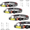 northlet Headlamp Rechargeable 4 Pack, Super Bright High Lumen Headlamps, LED Head Lamp with 2 Modes Adjustable Headlights, Lightweight Waterproof Headlamps for Running, Camping, Fishing, Outdoor