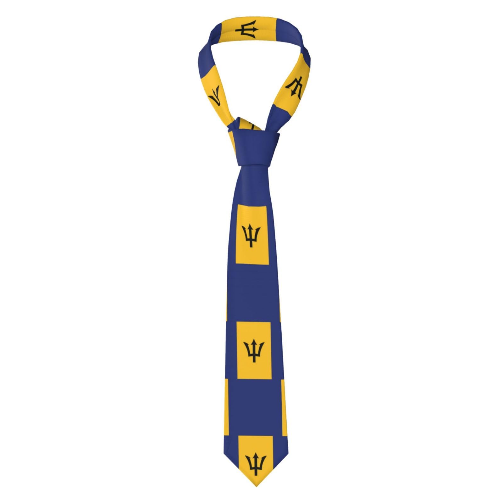 Anceky Men's Necktie - Fashion Printed Silk Tie for Business, daily life, work, party 57X3.1 inch Flag of Barbados Printed