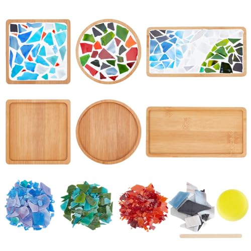WEBEEDY DIY Mosaic Coaster Kit - Make Your Own Art Plate Coasters for Drinks Tray Home Decor Gifts, 03, Medium