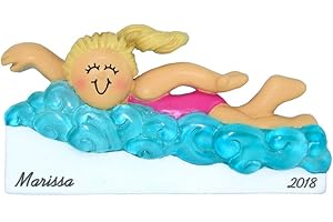 Learning to Swim Ornament for a Beautiful Blonde-Haired Swimmer