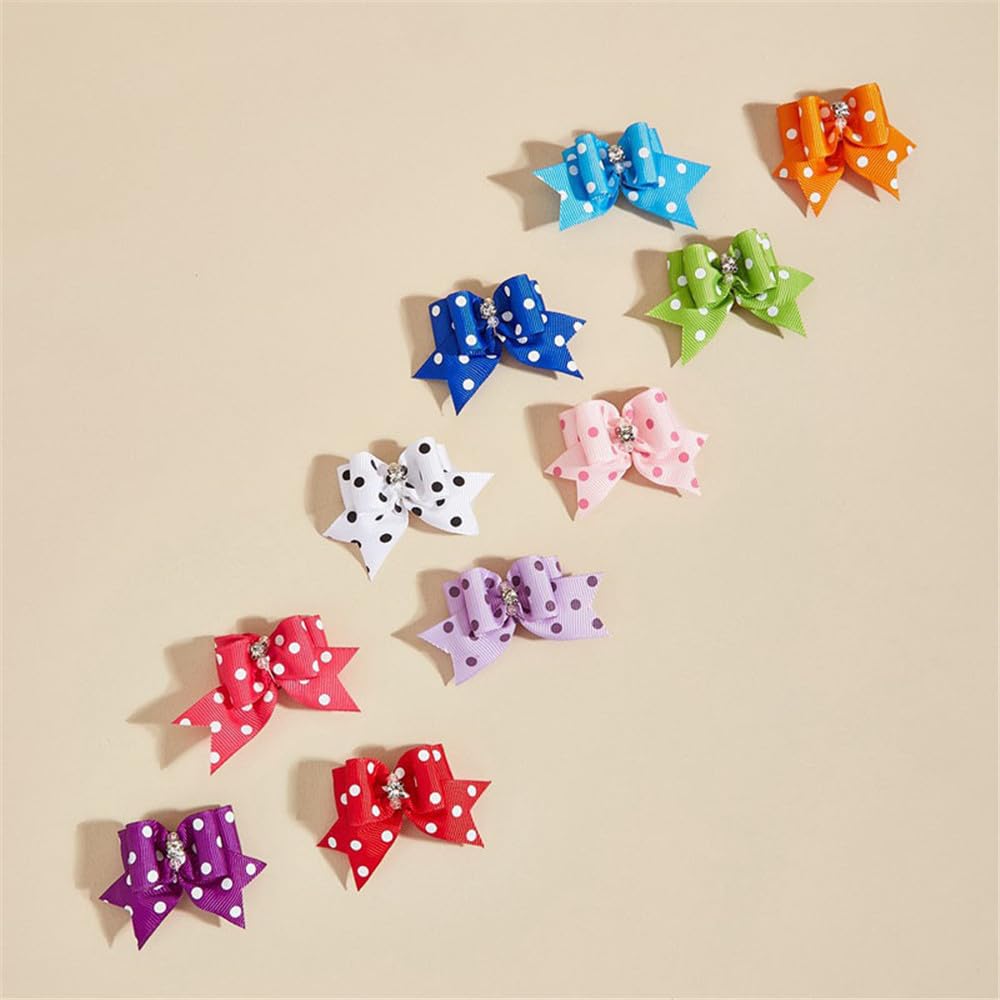 Fiocchi per Pelo di Cani e Gatti a Pois con Elastico, Accessori per Animali Domestici, Colori Casuali, ca. 6 x 4 x 2 cm