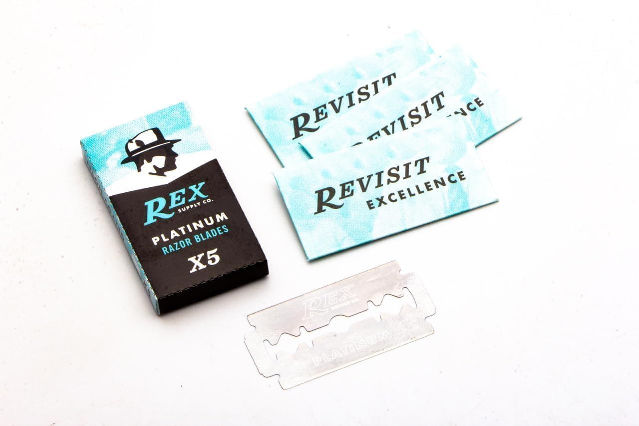 Rex Supply Co., 100 hojas de afeitar de seguridad de doble filo, con revestimiento de platino, fabricadas en la República Checa