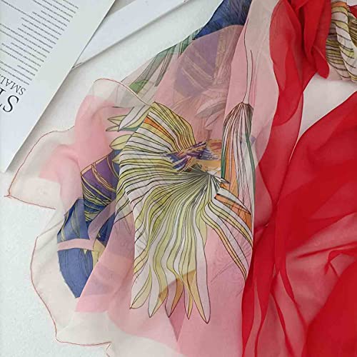 Image of Pokeedioty Scarfs for Women Lightweight Scarves Elegant Floral Pattern Sheer Scarfs Shawls Wraps