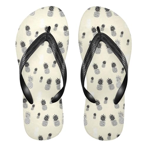 Pineapple Beige Flip Flops for Beach Thong Sandals Anti-slip Lightweight Flat Slippers for Summer Swim Travel