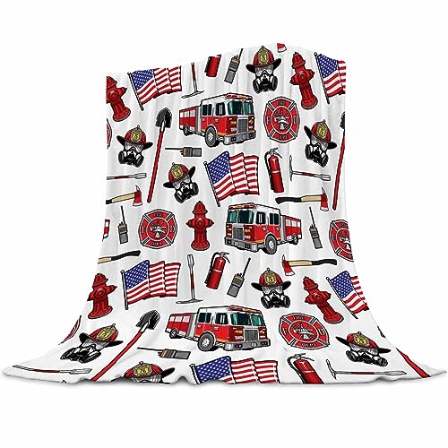 Fire Truck Blanket for Kids 40x50 Inches - Super Soft