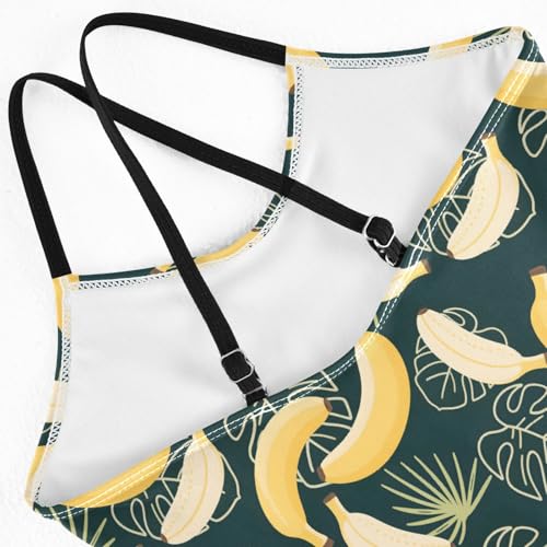 senya Girls Swimsuits One-Piece Swimwear Tie Bathing Suit Beach Summer Round Neck 7-8T Banana Leaf Pattern4