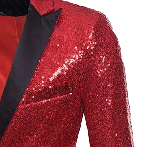 Mens Button Sequin Blazer Jacket Long Sleeve Notch Lapel Suit Jackets Party Wedding Prom Dress Coats4