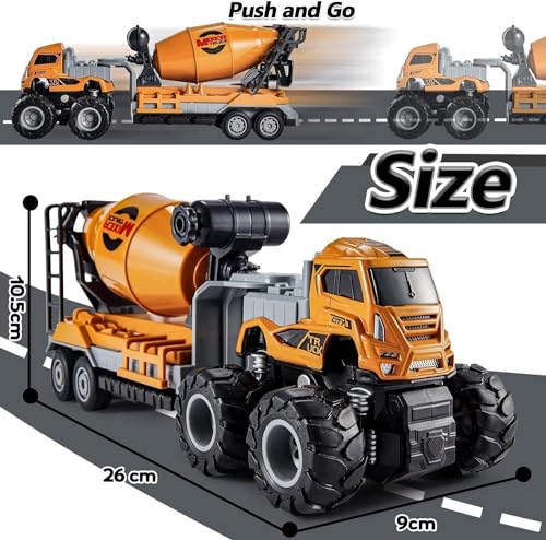 Image of 1:43 Cement Mixer Truck Metal Toys Alloy Diecast Set, Miniature Car Model - Best Birthday Gift for Kids