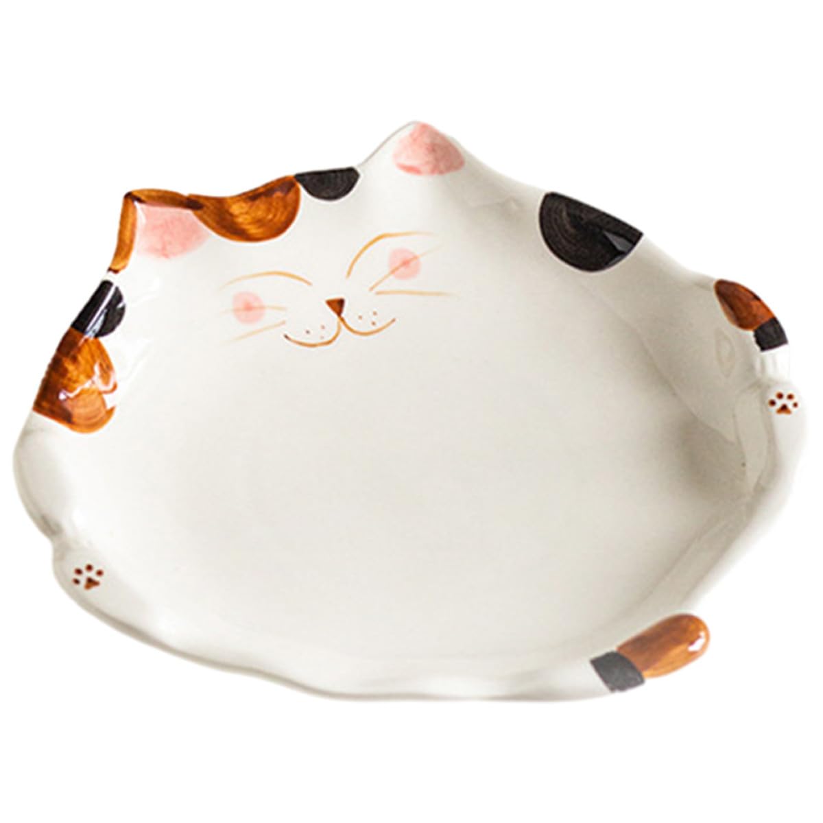 Healeved Piatti in Ceramica a Forma di Gatto Bianco Robusti e Sicuri per Antipasti e Dessert, per Famiglia e Feste Design Semplice e Delicato