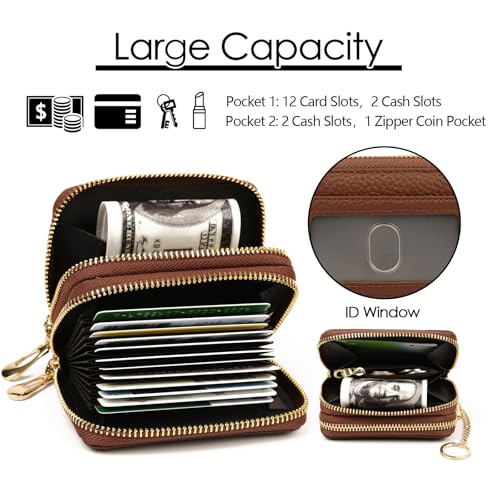 Image of imeetu Rfid Credit Card Holder,Genuine Leather Businese Card Case,Rfid Blocking Wallet for Women & Men
