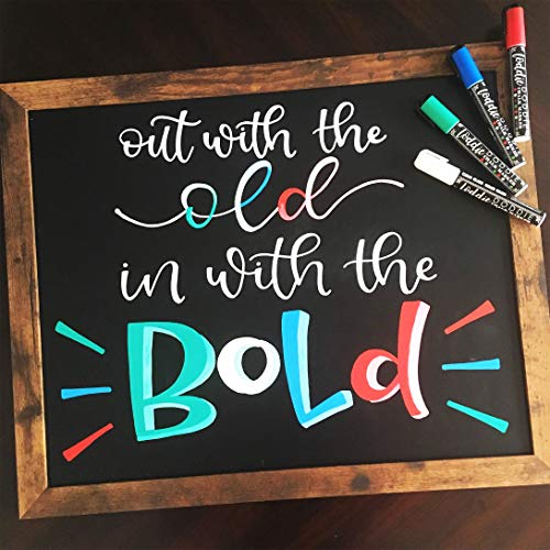 Image of Loddie Doddie Liquid Chalk Markers - Pack of 4, Basic Colors, 6mm Tip - Washable Window Markers - Erasable Pens for Chalkboard Calendar - Fine Tip Chalk Pens for Precision Details