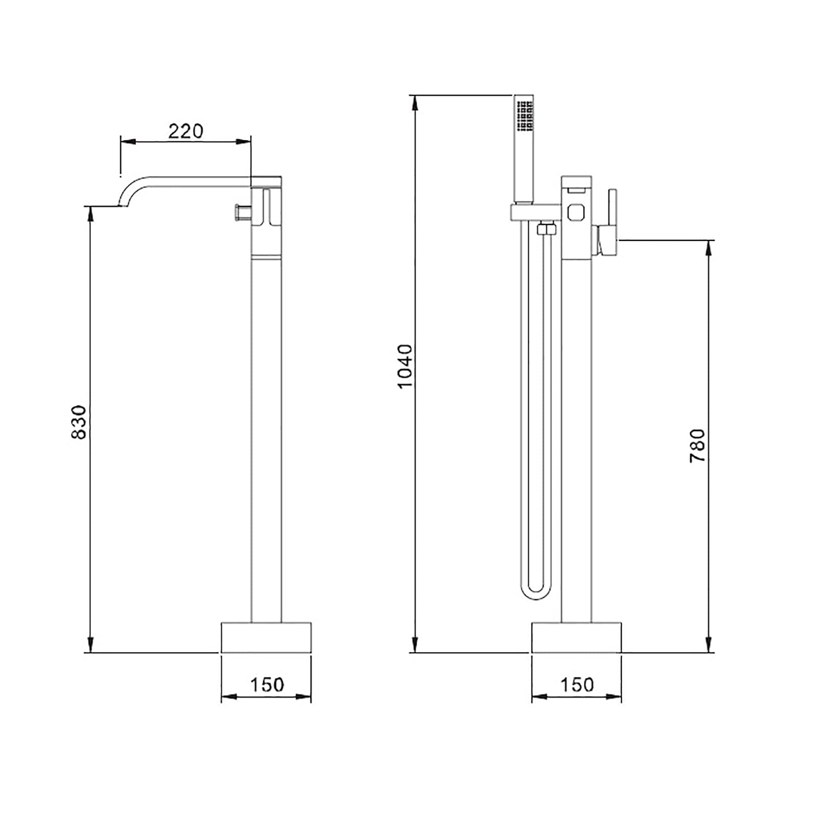 Grifo para bañera Llenador de bañera en Cascada Grifo de baño Independiente Grifo Monomando para bañera de latón Grifo para bañera de Montaje en Piso con Ducha de Mano Grifo de llenado para bañera,