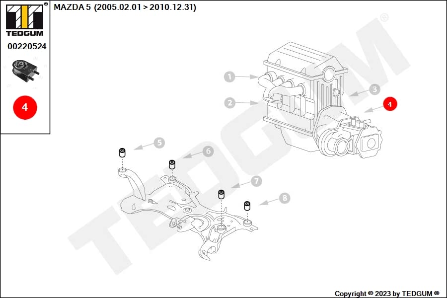 Soporte delantero de motor de alta resistencia mecánica TEDGUM 00220524 4