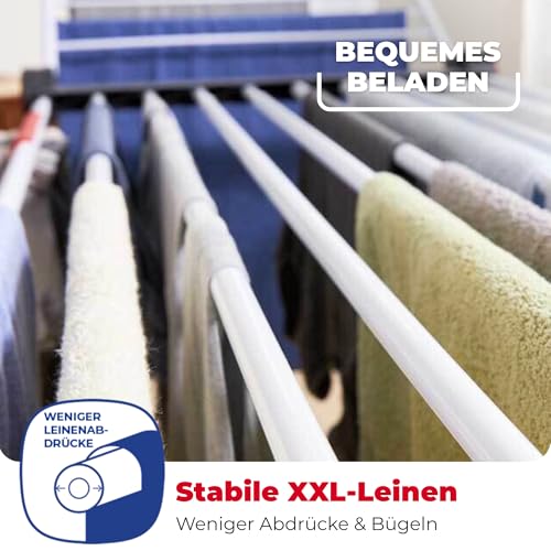Vileda Infinity Flex Plus Wäscheständer | Ausziehbarer & Stabiler Flügeltrockner mit 30m XXL-Leinen - Für Innen- & Außenbereich, platzsparend & klappbar, 2m Länge, Hohe Flügel | Eco-Verpackung