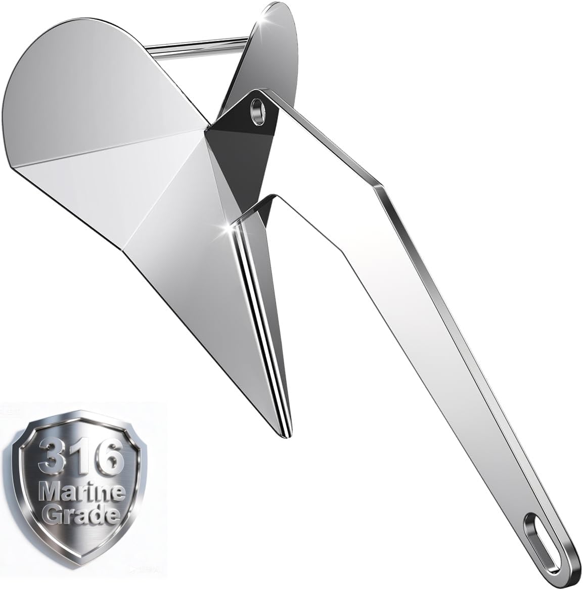 Photo 1 of FUCNEN Boat Anchor 316 Stainless Steel Delta Anchor 13 lb/6Kg Wing Style Small Boat Anchor Kit Triangle Anchor for Boat Mooring Anchor for 20-26 FT Boats