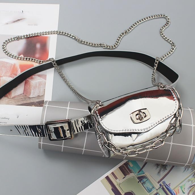 Small Bag Women's Bag New Personality Small Square Bag Casual Chain Single Shoulder Crossbody Bag(D)4