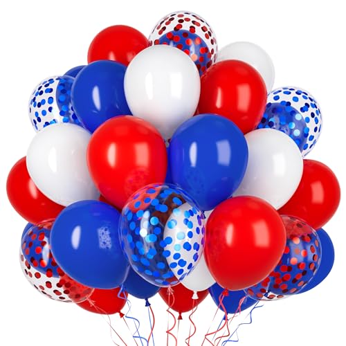 Ousuga Ballons Rouge Blanc Bleu 50 Pièces 12 Pouces, pour Anniversaire Noël Nouvel An Fête Nationale Baseball École Baptême Mariage Décoration