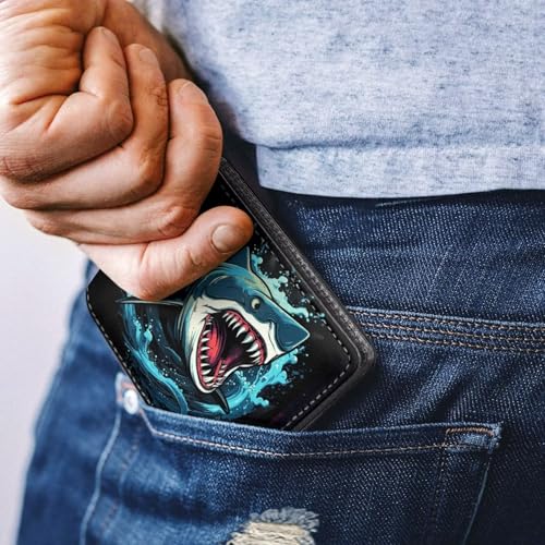 Image of Coldinair Shark Boys Wallet for Kids Wallet for Teen Boys Cool Leather Bifold Wallet Credit Card Cash Id Holder Purse Coin Pocket Id Window for Men Boy Male Youth Guys