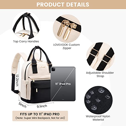 Image of LOVEVOOK Mini Backpack for Women Stylish Waterproof Backpack Purse with USB Port, Cute Bookbag for College School Travel