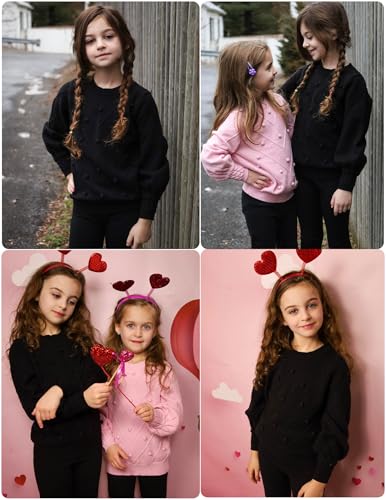Image of Arshiner Kid Girls Crew Neck Lantern Sleeve Sweater Cute Jumper Top Pullover Outwear 5-13 Years