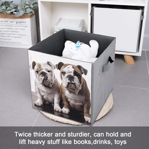 Grand bac de rangement bouledogue pliant avec jolis imprimes chiens - 7