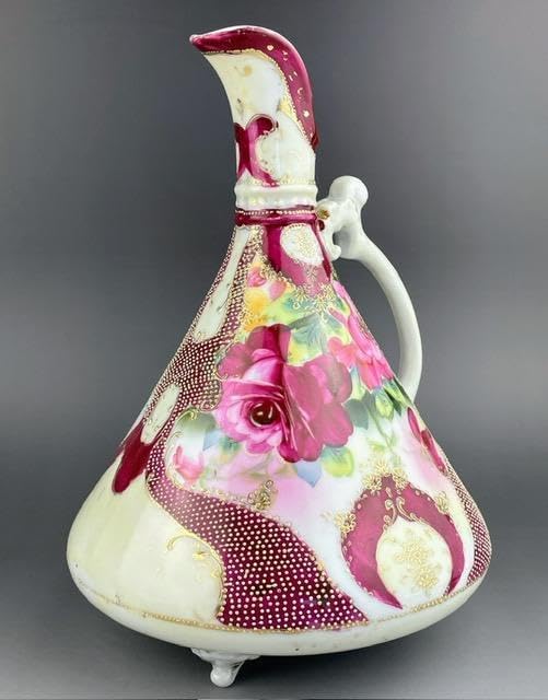 【大型】オールドニッポン 約２２cm アールヌーボー薔薇紋 花瓶 バラ 大型】オールドニッポン 約22cm アールヌーボー薔薇紋 花瓶 バラ